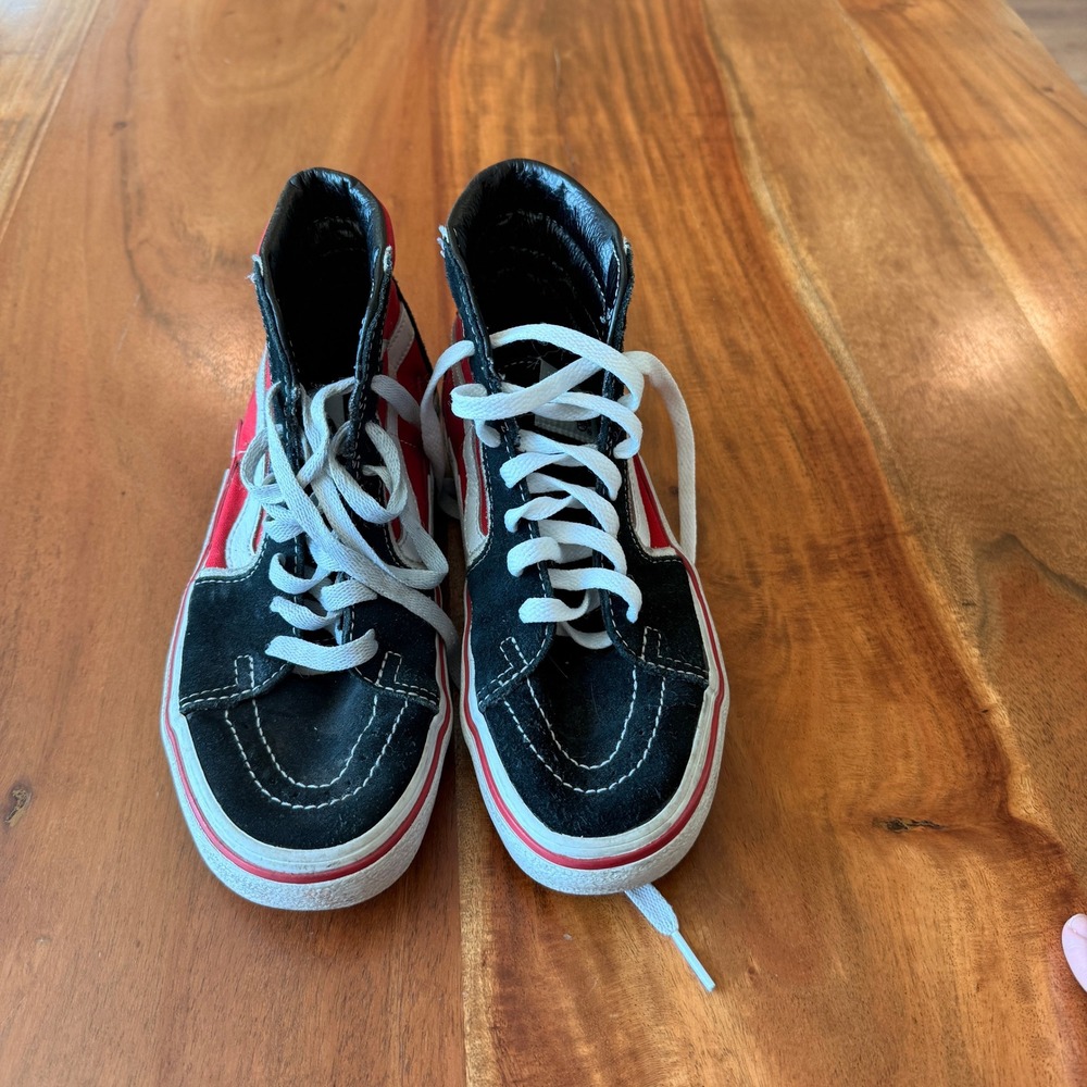 Vans Sk8-Hi Bolt Black and Red Colorway Size Mens 5 Women's 6.5